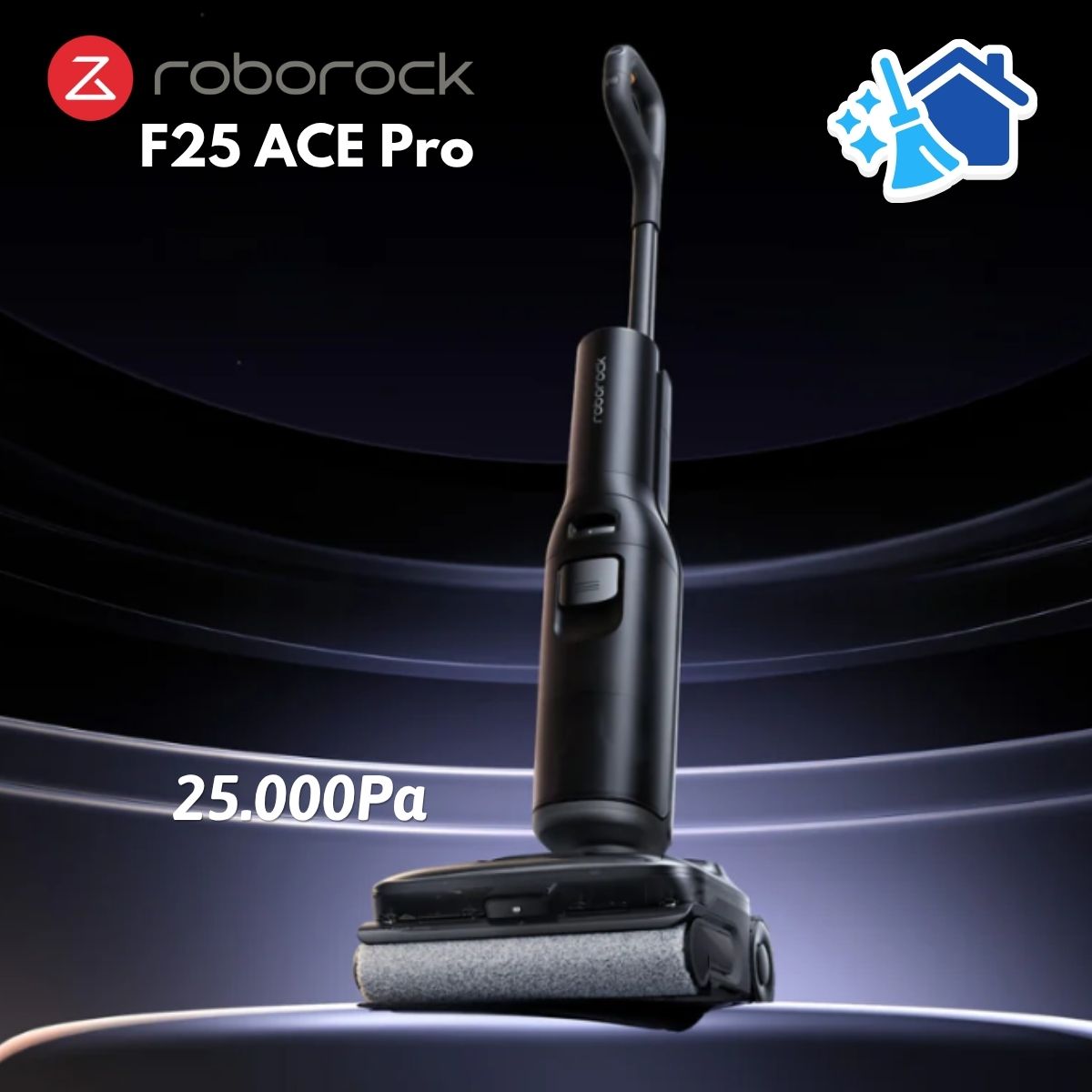 Máy hút bụi cầm tay gập 180° Roborock F25 ACE Pro Lực hút 25.000Pa, Tự giặt – sấy con lăn 95°C, Công nghệ phụ bọt & Chống rối tóc, Tự pha nước lau sàn