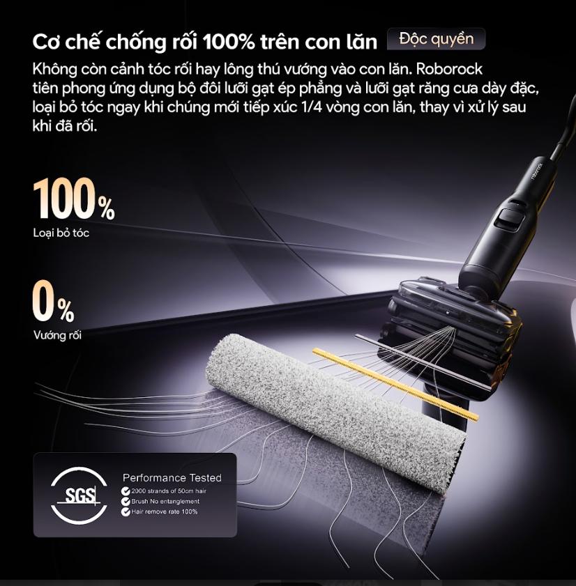 Máy hút bụi cầm tay gập 180° Roborock F25 ACE Pro Lực hút 25.000Pa, Tự giặt – sấy con lăn 95°C, Công nghệ phụ bọt & Chống rối tóc, Tự pha nước lau sàn