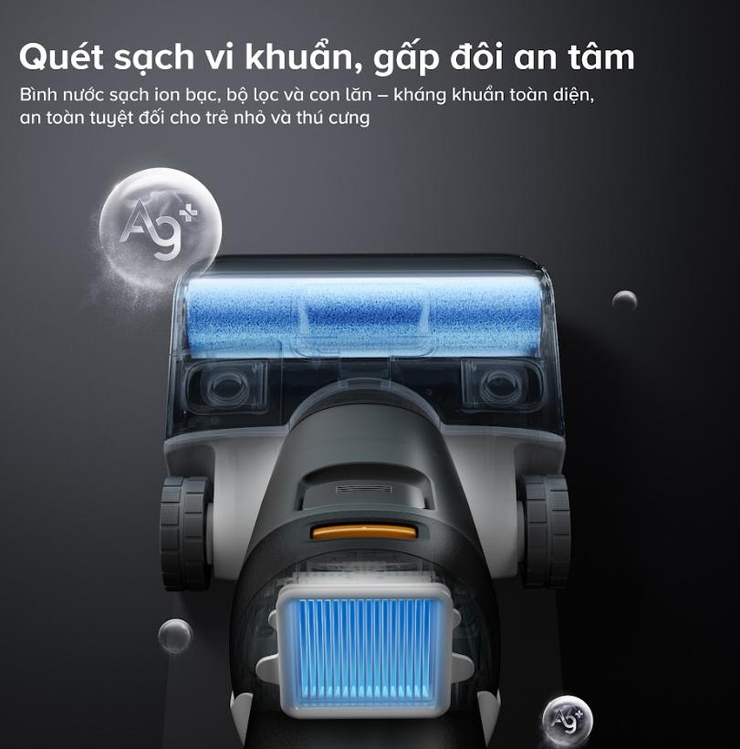 Máy hút bụi đa năng 5 trong 1 Roborock F25 ACE Combo Lực hút 25.000Pa, Tự động giặt & sấy khô con lăn, Hệ thông lọc 9 Lốc xoáy, Chống rối JawScraper
