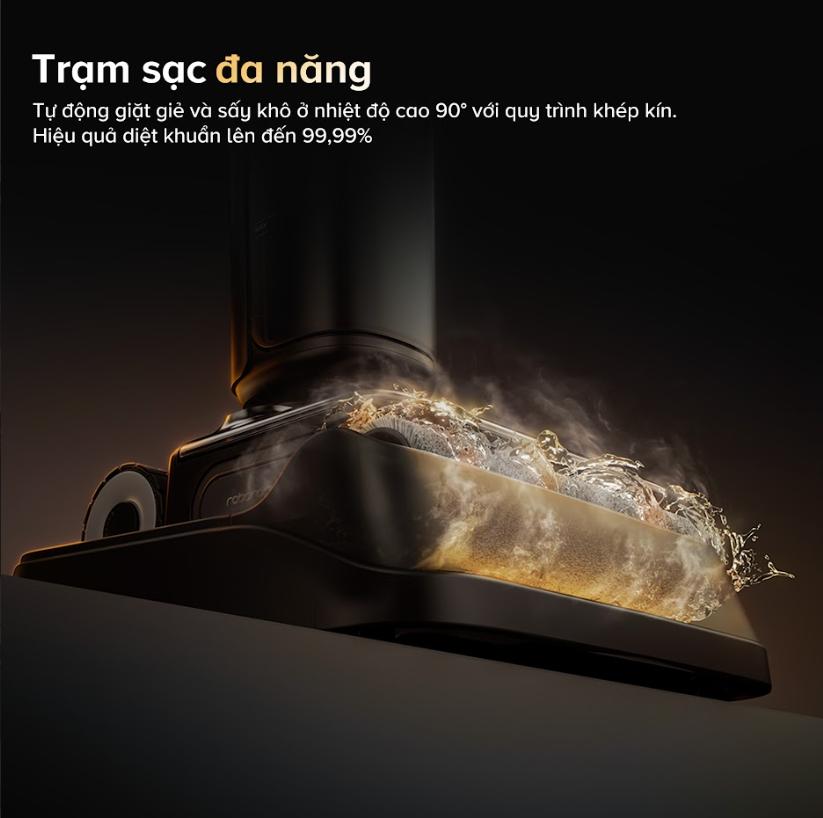 Máy hút bụi đa năng 5 trong 1 Roborock F25 ACE Combo Lực hút 25.000Pa, Tự động giặt & sấy khô con lăn, Hệ thông lọc 9 Lốc xoáy, Chống rối JawScraper