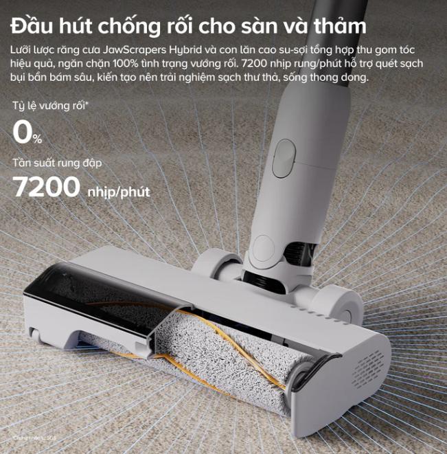 Máy hút bụi cầm tay Roborock H60 Lực hút 115AW, Thân máy gập 90°, Chống rối tóc, Hệ thống lọc 5 lớp, Tách bụi 9-Cyclone