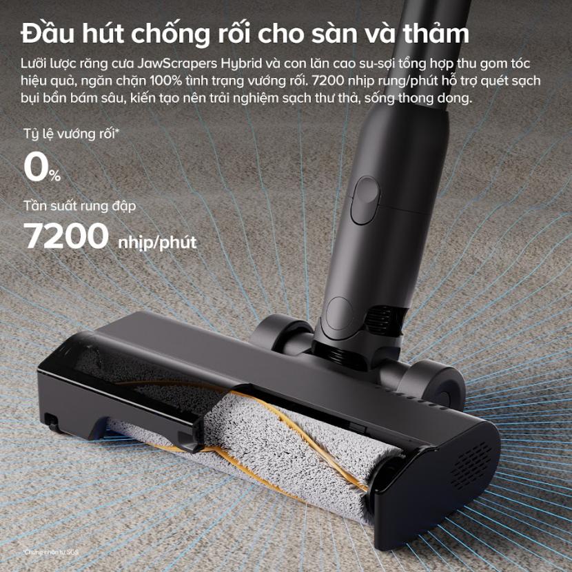 Máy hút bụi thân gập 90° Roborock H60 Ultra Lực hút 210AW, Soi bụi ánh sáng xanh, Công nghệ tách bụi 9-cyclone, Pin tháo rời 