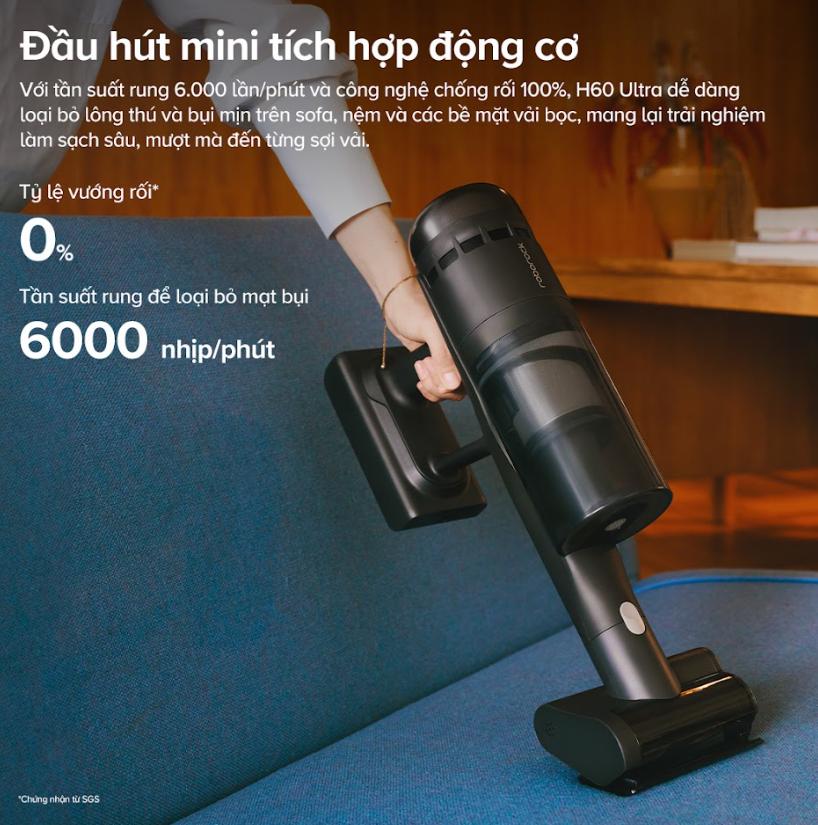 Máy hút bụi thân gập 90° Roborock H60 Ultra Lực hút 210AW, Soi bụi ánh sáng xanh, Công nghệ tách bụi 9-cyclone, Pin tháo rời 