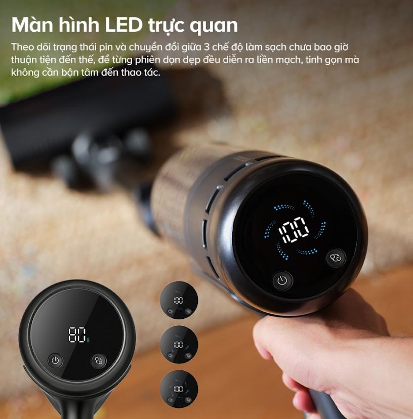 Máy hút bụi thân gập 90° Roborock H60 Ultra Lực hút 210AW, Soi bụi ánh sáng xanh, Công nghệ tách bụi 9-cyclone, Pin tháo rời 