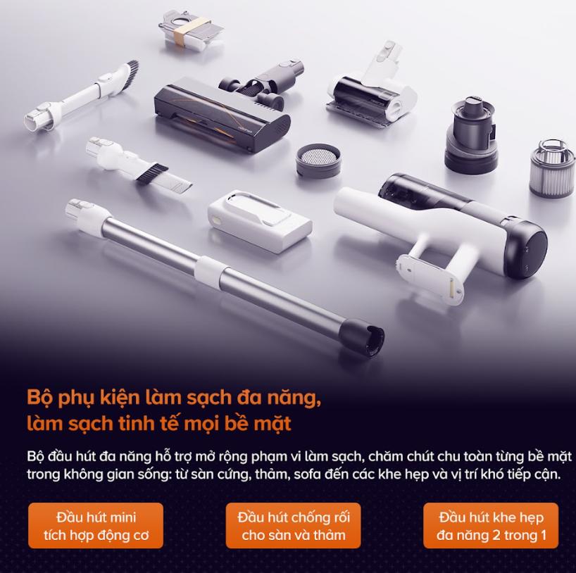 Máy hút bụi cầm tay không dây Roborock H60 Hub Pro Lực Hút 170AW, Tự động đổ bụi, Đầu hút chống rối, Hệ thống lọc 5 lớp, Tích hợp công nghệ soi bụi