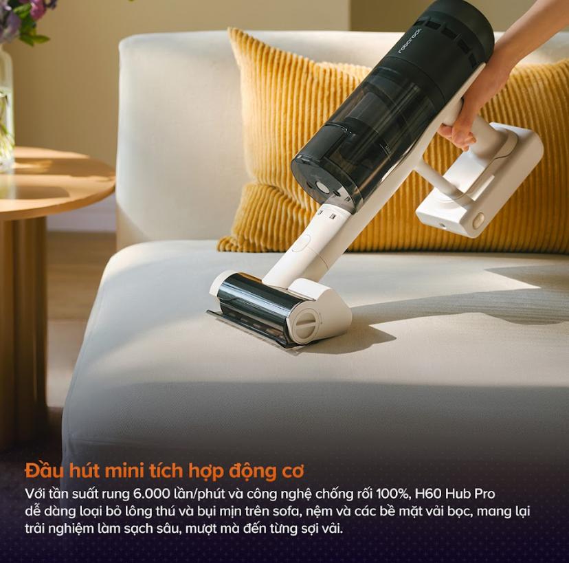 Máy hút bụi cầm tay không dây Roborock H60 Hub Pro Lực Hút 170AW, Tự động đổ bụi, Đầu hút chống rối, Hệ thống lọc 5 lớp, Tích hợp công nghệ soi bụi