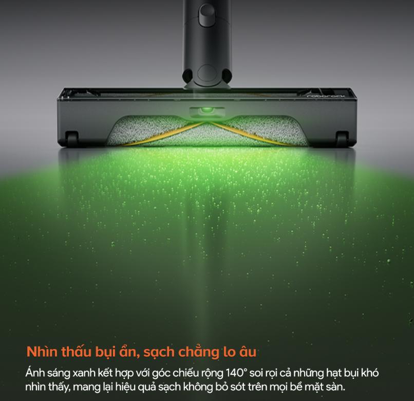 Máy hút bụi lau sàn Roborock H60 Hub Ultra Lực hút 210AW, Đèn LED soi bụi, Ống nối linh hoạt & Màn hình LED, Lọc HEPA 5 tầng