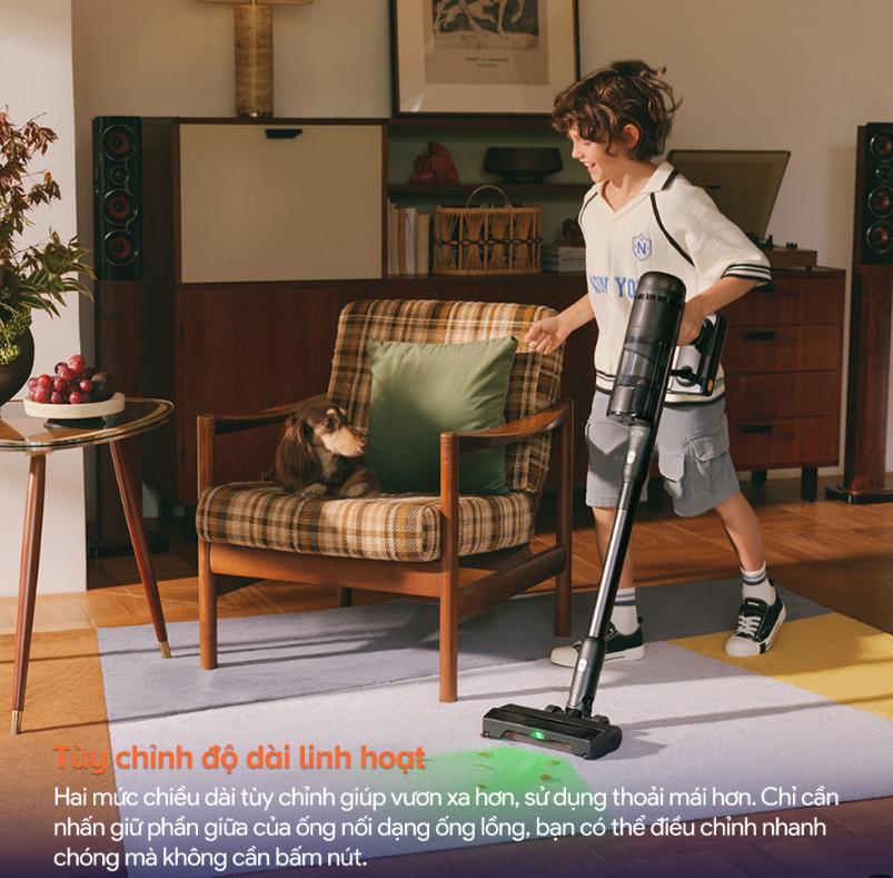 Máy hút bụi lau sàn Roborock H60 Hub Ultra Lực hút 210AW, Đèn LED soi bụi, Ống nối linh hoạt & Màn hình LED, Lọc HEPA 5 tầng