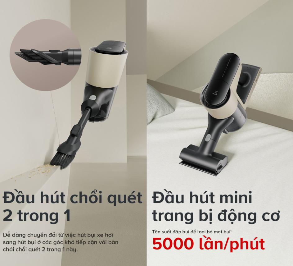 Máy hút bụi cầm tay không dây Roborock H5 Lực hút 158AW, Lọc 5 Giai đoạn 99.997%, Pin 60 phút & Tự động tăng cường lực hút, Hệ thống 9-Cyclone