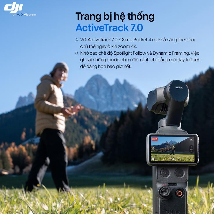  DJI Osmo Pocket 4 Quay 4K/240fps, ActiveTrack 7.0, Zoom 2x Sắc Nét, Gimbal 3 Trục, Kết nối OsmoAudio (Creator Combo)