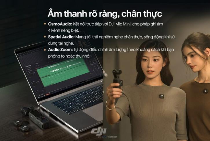  DJI Osmo Pocket 4 Quay 4K/240fps, ActiveTrack 7.0, Zoom 2x Sắc Nét, Gimbal 3 Trục, Kết nối OsmoAudio (Creator Combo)