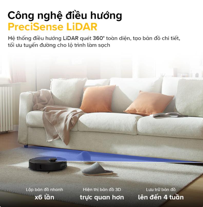 Robot lau nhà chống rối Roborock QR 798 Lực hút 10.000Pa, Giẻ lau xoay kép & Dock sạc đa năng, Chống rối tóc, Điều hướng LiDAR 360°