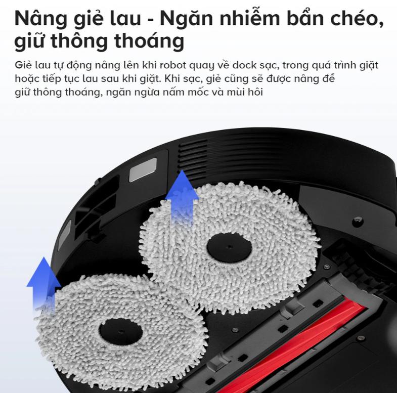Robot lau nhà chống rối Roborock QR 798 Lực hút 10.000Pa, Giẻ lau xoay kép & Dock sạc đa năng, Chống rối tóc, Điều hướng LiDAR 360°