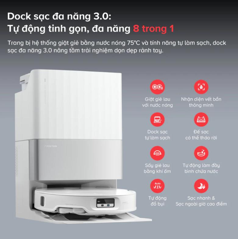 Robot hút bụi đa năng Roborock Qrevo EdgeT Lực hút 18.500 Pa, Thiết kế siêu mỏng 7.98 cm, Nhận diện 108 vật thể, Giẻ lau xoay kép 