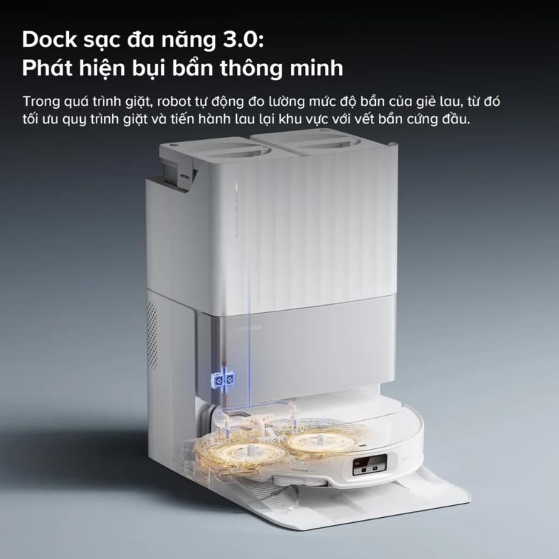 Robot hút bụi đa năng Roborock Qrevo EdgeT Lực hút 18.500 Pa, Thiết kế siêu mỏng 7.98 cm, Nhận diện 108 vật thể, Giẻ lau xoay kép 