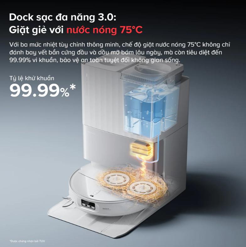 Robot hút bụi đa năng Roborock Qrevo EdgeT Lực hút 18.500 Pa, Thiết kế siêu mỏng 7.98 cm, Nhận diện 108 vật thể, Giẻ lau xoay kép 