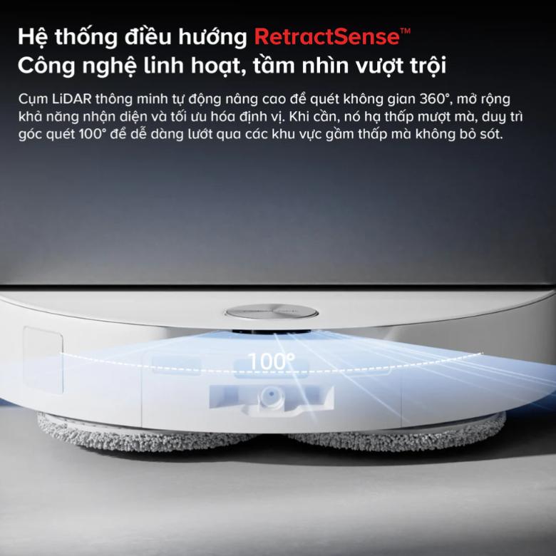 Robot hút bụi đa năng Roborock Qrevo EdgeT Lực hút 18.500 Pa, Thiết kế siêu mỏng 7.98 cm, Nhận diện 108 vật thể, Giẻ lau xoay kép 