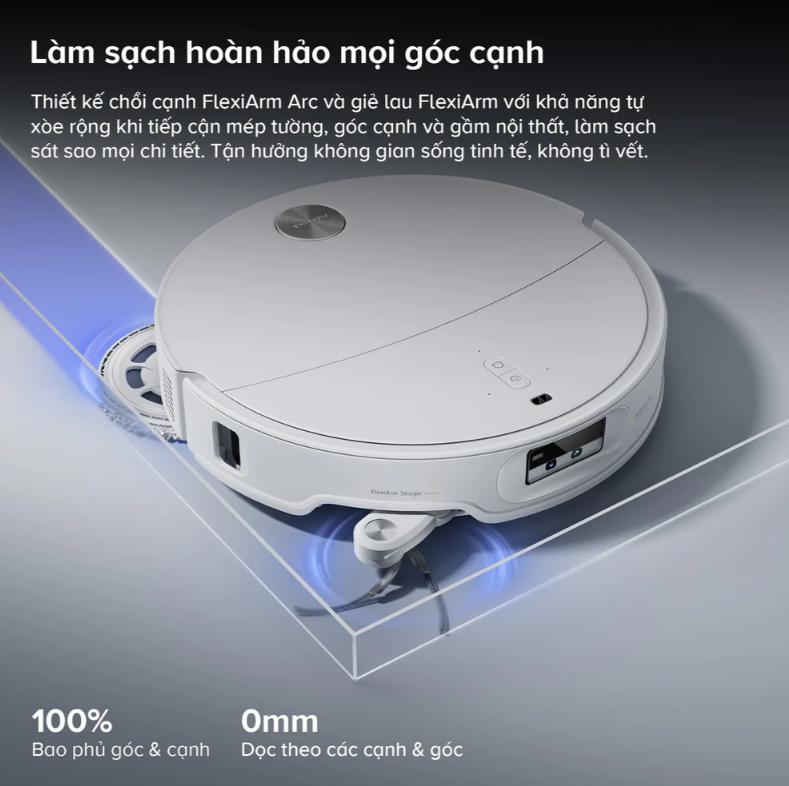 Robot hút bụi đa năng Roborock Qrevo EdgeT Lực hút 18.500 Pa, Thiết kế siêu mỏng 7.98 cm, Nhận diện 108 vật thể, Giẻ lau xoay kép 