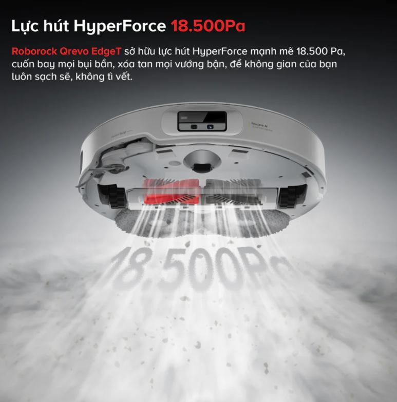 Robot hút bụi đa năng Roborock Qrevo EdgeT Lực hút 18.500 Pa, Thiết kế siêu mỏng 7.98 cm, Nhận diện 108 vật thể, Giẻ lau xoay kép 