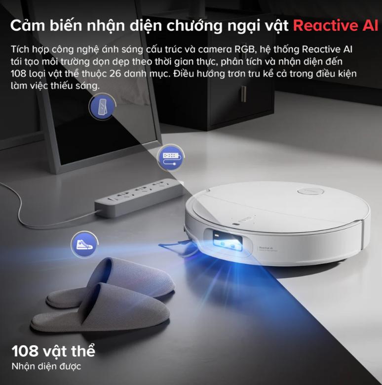 Robot hút bụi đa năng Roborock Qrevo EdgeT Lực hút 18.500 Pa, Thiết kế siêu mỏng 7.98 cm, Nhận diện 108 vật thể, Giẻ lau xoay kép 