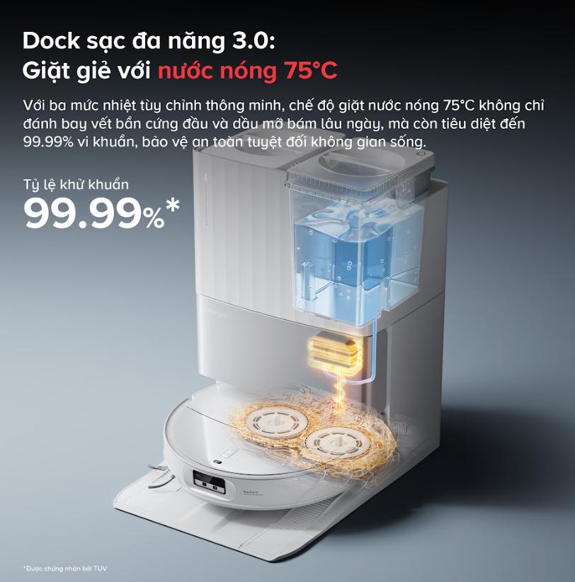 Robot hút bụi đa năng Roborock Qrevo EdgeT Lực hút 18.500 Pa, Thiết kế siêu mỏng 7.98 cm, Nhận diện 108 vật thể, Giẻ lau xoay kép 