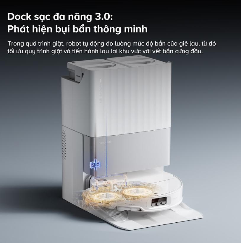 Robot hút bụi đa năng Roborock Qrevo EdgeT Lực hút 18.500 Pa, Thiết kế siêu mỏng 7.98 cm, Nhận diện 108 vật thể, Giẻ lau xoay kép 