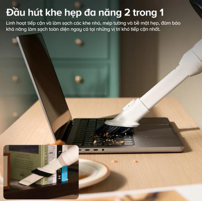 Máy hút bụi cầm tay Roborock H60 Lực hút 115AW, Thân máy gập 90°, Chống rối tóc, Hệ thống lọc 5 lớp, Tách bụi 9-Cyclone