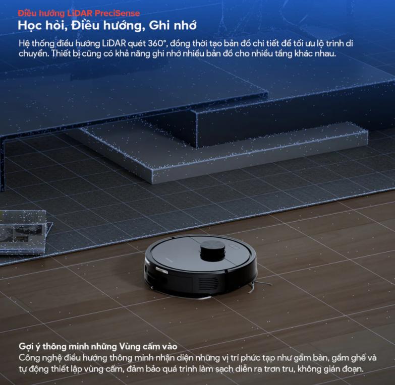 Robot hút bụi Roborock Q7 Pro Max Plus  Lực hút 13.000 Pa, Lau xoay giẻ tháo rời, Chống rối kép, Điều hướng tránh vật cản, Chạm là sạch