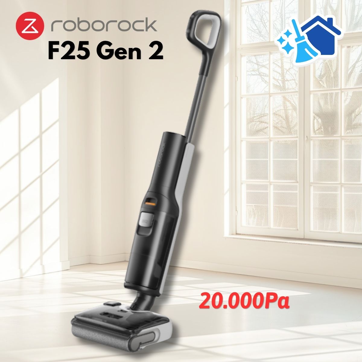 Máy hút bụi cầm tay Roborock F25 Gen 2 Lực hút 20.000Pa, Khử khuẩn 99,99%, Chống rối tóc, Tự động làm sạch con lăn, Chống mùi