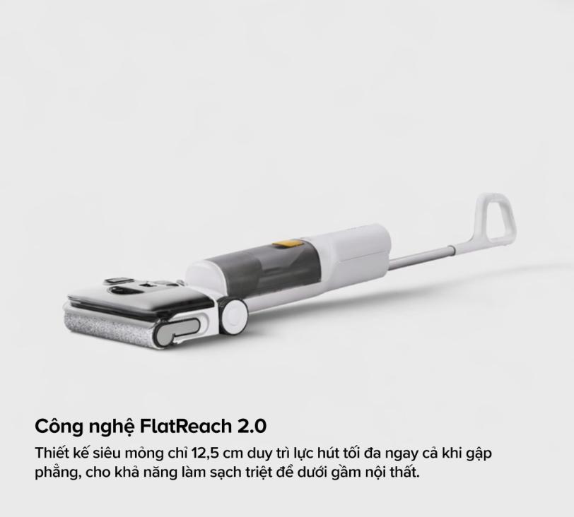 Máy hút bụi không dây Roborock F25 RT Gen 2 Lực hút 20.000 Pa, Lực ép 20N, Chống rối, Bánh xe linh hoạt, Tự động giặt sấy con lăn 90°C,  Con lăn lau sát mép tường