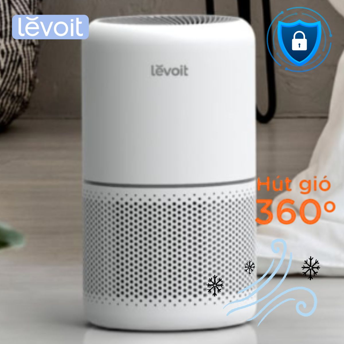 Máy lọc không khí Levoit Core 300 Lọc 3 giai đoạn, Hút gió 360 độ, Công nghệ VortexAir, Điều khiển bằng giọng nói, AC 120V, 60Hz