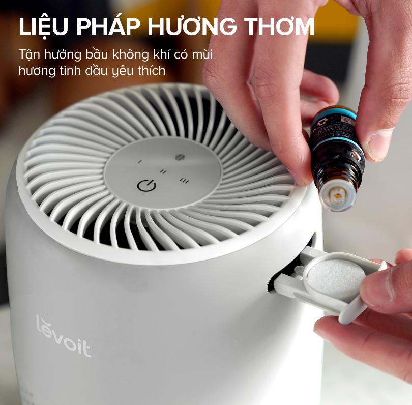 Bộ lọc không khí HEPA 3 Lớp Levoit Core Mini Pro Tích hợp xông tinh dầu, Lọc sạch 99% Bụi mịn cho phòng 20m2, Công nghệ QuietKEAP 27dB