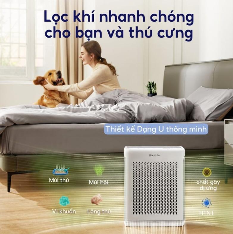 Máy lọc không khí nuôi thú cưng Levoit Vital 100S Hút gió chữ U, Hỗ trợ Hẹn giờ & Lịch trình, Điều khiển từ xa qua VeSync