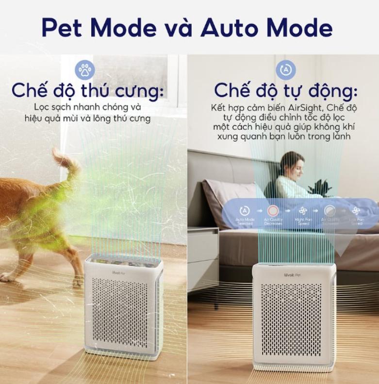 Máy lọc không khí nuôi thú cưng Levoit Vital 100S Hút gió chữ U, Hỗ trợ Hẹn giờ & Lịch trình, Điều khiển từ xa qua VeSync