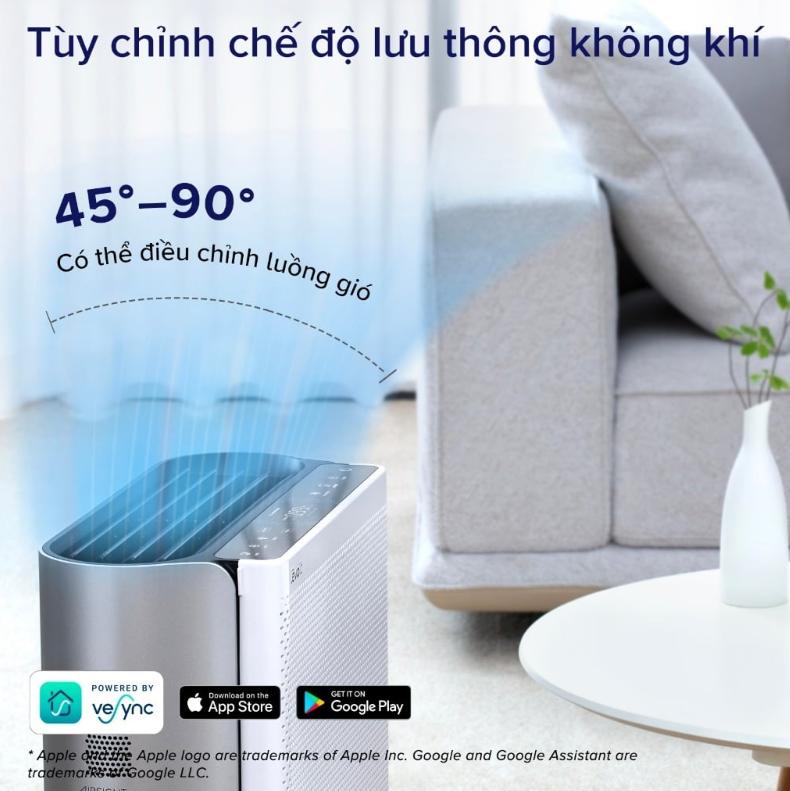 Máy lọc không khí Levoit Everest Air Lọc 3 giai đoạn, Công nghệ AirSight Plus 2.0 & QuietKEAP, Điều khiển qua App