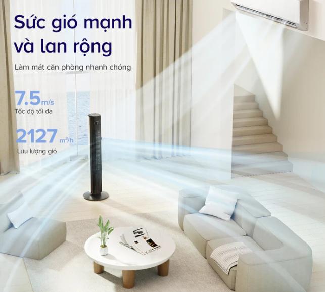 Quạt tháp thông minh Levoit Classic 42 inch Tốc độ 7.62m/s, 4 chế độ, 12 tốc độ quạt, Màn hình LED, Điều khiển từ xa