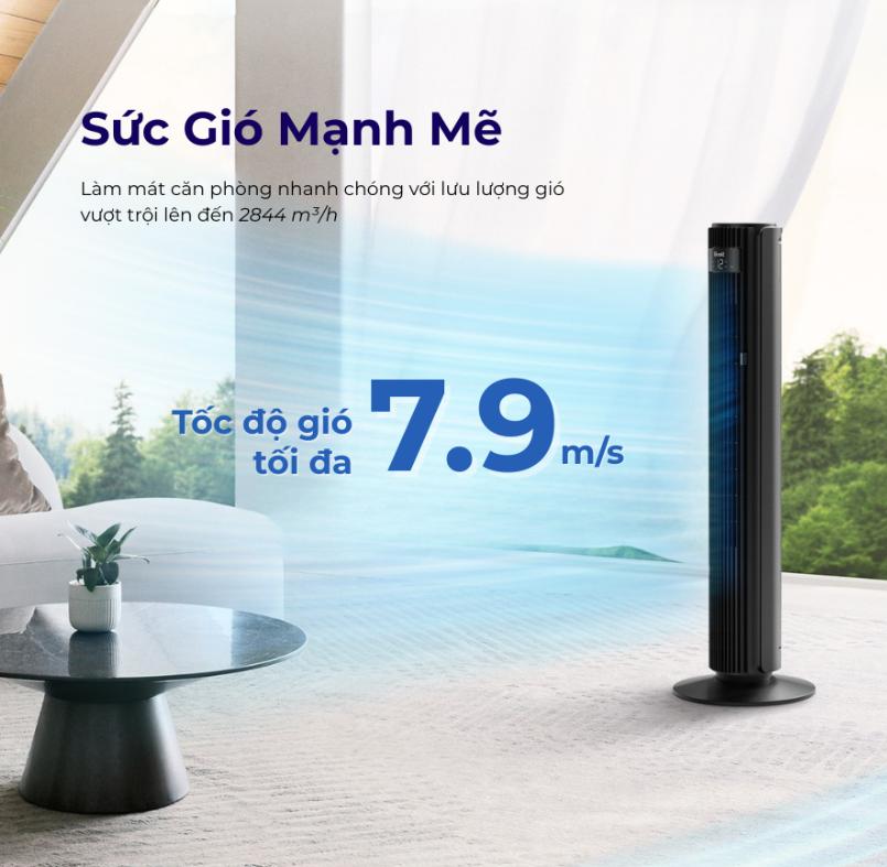 Quạt tháp điều hoà Levoit Smart Wifi 42-Inch, Tốc độ gió 7.9m/s, Góc xoay 90°, 12 cấp độ gió, Chế độ Turbo & Ngủ nâng cao 25dB