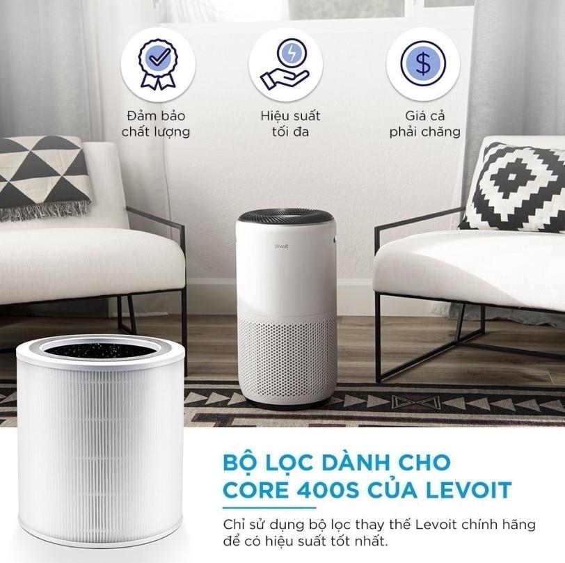 Lõi lọc Levoit Core 400S-RF Bộ lọc HEPA H13, Công nghệ khử mùi AirReComposition, Loại bỏ 99,97% bụi và các chất gây dị ứng