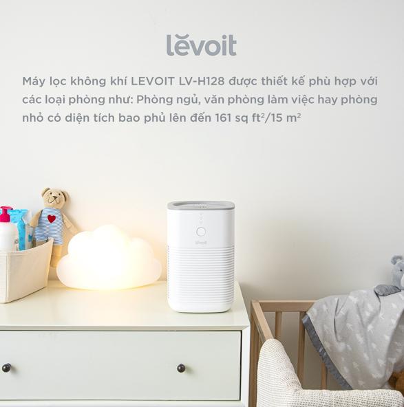 Máy lọc không khí xông tinh dầu Levoit LV-H128, Màng lọc 3 lớp, Điều khiển 1 nút tiện lợi, Công nghệ Whisper Quite giảm tiếng ồn