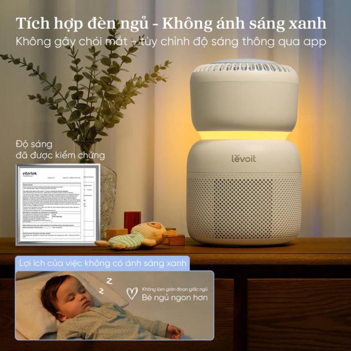 Máy lọc không khí cho trẻ sơ sinh Levoit Sprout - Phòng 30m2, Cảm biến AirSight Pro, Chống ồn, Cảnh báo và theo dõi trên App, 