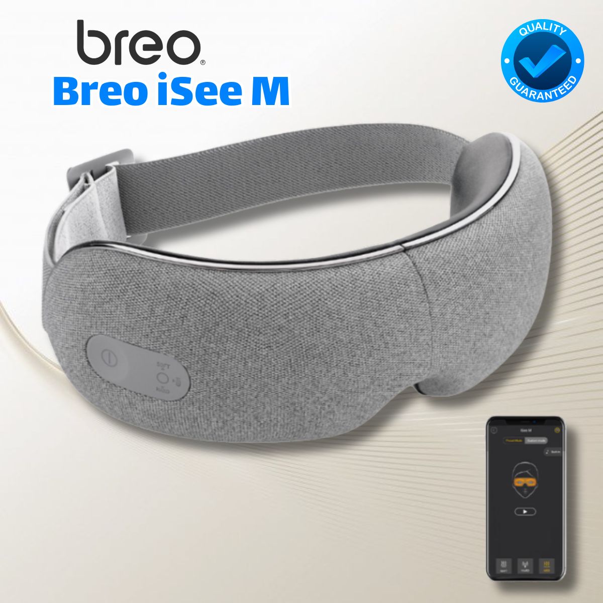 Máy massage mắt thông minh Breo iSee M, Tần số rung 1800 - 3200 vòng/phút, Chườm nóng ổn định, Mô phỏng bấm huyệt, Tích hợp âm nhạc, Gập 180 độ