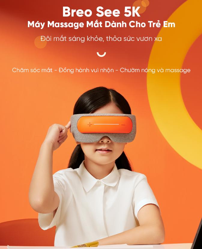 Kính Massage mắt trẻ em Breo See 5K, Bảo vệ thị lực, Giảm căng thẳng, Hạn chế mỏi mắt, Ba chế độ massage tùy chỉnh