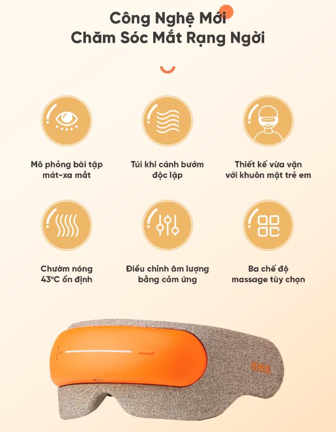 Kính Massage mắt trẻ em Breo See 5K, Bảo vệ thị lực, Giảm căng thẳng, Hạn chế mỏi mắt, Ba chế độ massage tùy chỉnh