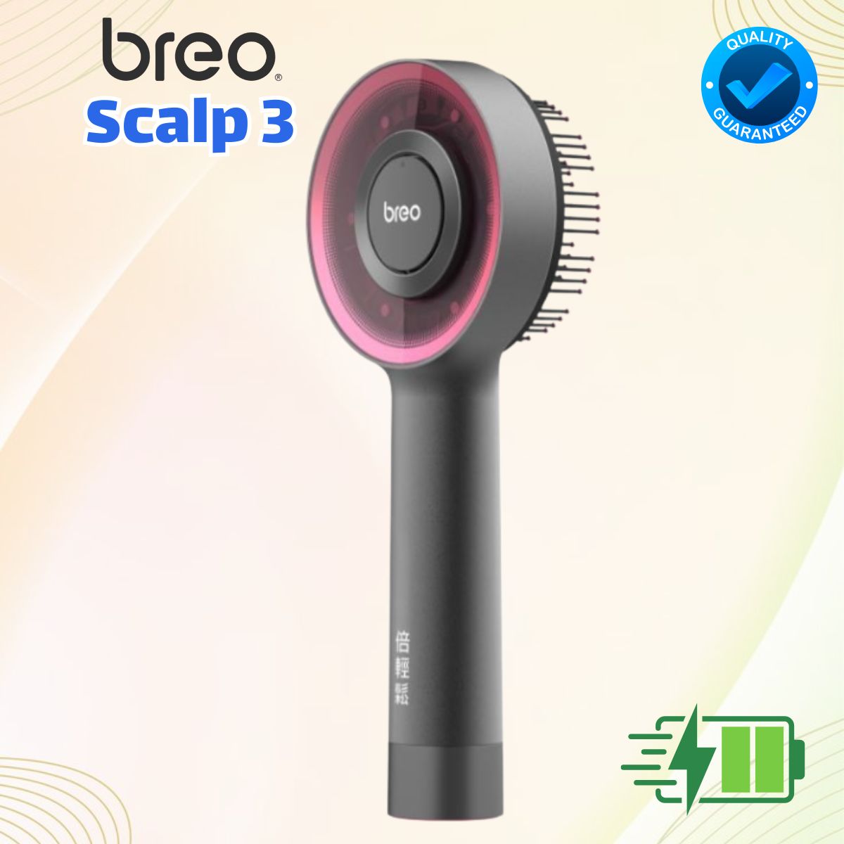 Máy Massage da đầu 3 chế độ Breo Scalp 3 Kích thích mọc tóc & Thư giãn, Tích hợp 8 ống dẫn serum, Chống nước IPX7