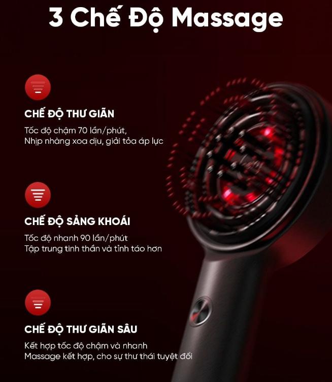 Máy Massage da đầu 3 chế độ Breo Scalp 3 Kích thích mọc tóc & Thư giãn, Tích hợp 8 ống dẫn serum, Chống nước IPX7