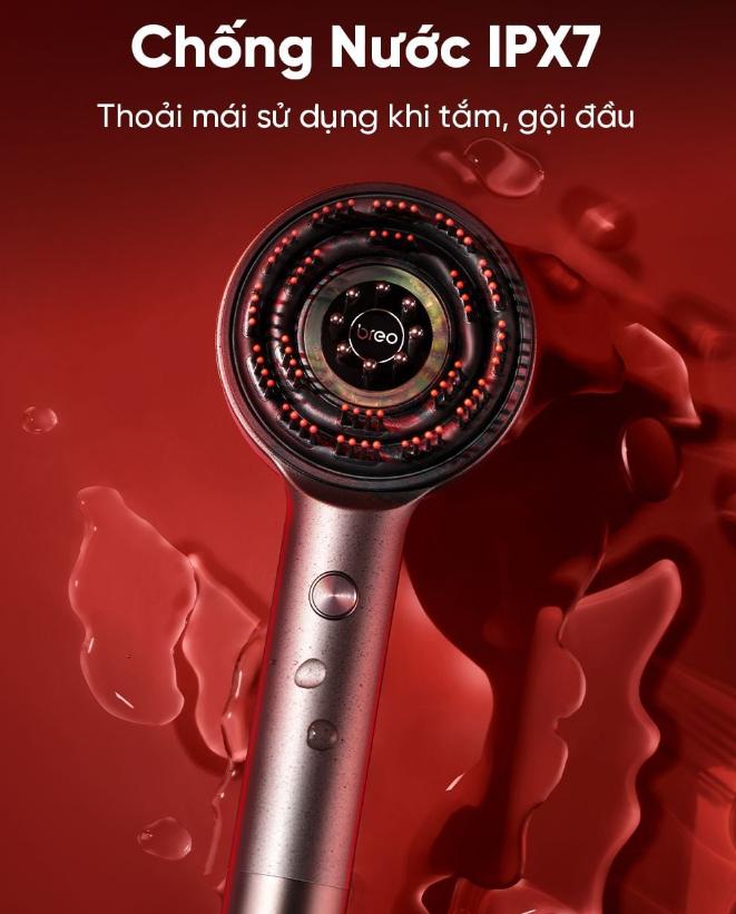 Máy Massage da đầu 3 chế độ Breo Scalp 3 Kích thích mọc tóc & Thư giãn, Tích hợp 8 ống dẫn serum, Chống nước IPX7