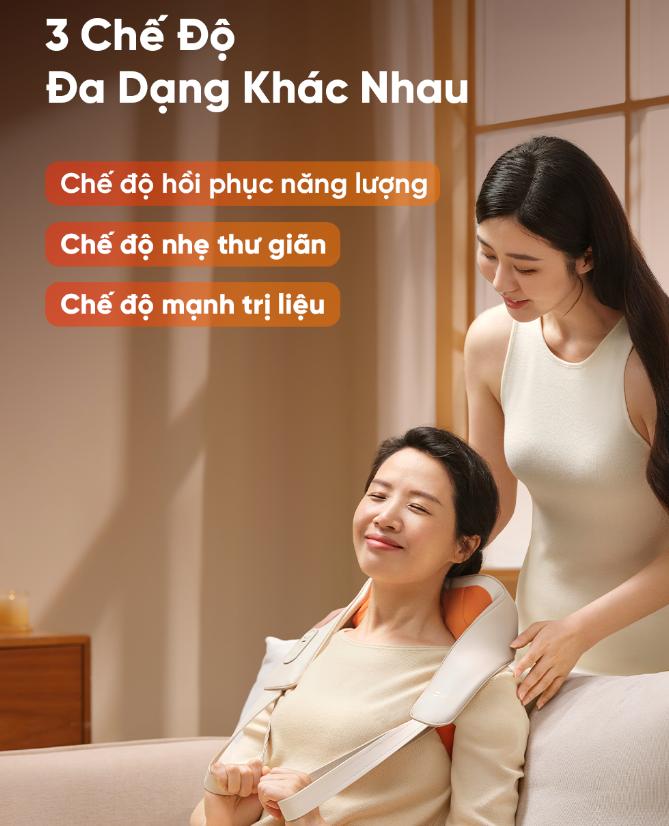 Máy Massage Cổ Vai Gáy Breo N6 Mini Xông Nhiệt Hồng Ngoại, Giảm Đau Mỏi Cơ, 3 Chế Độ Rung, Pin 2500mAh