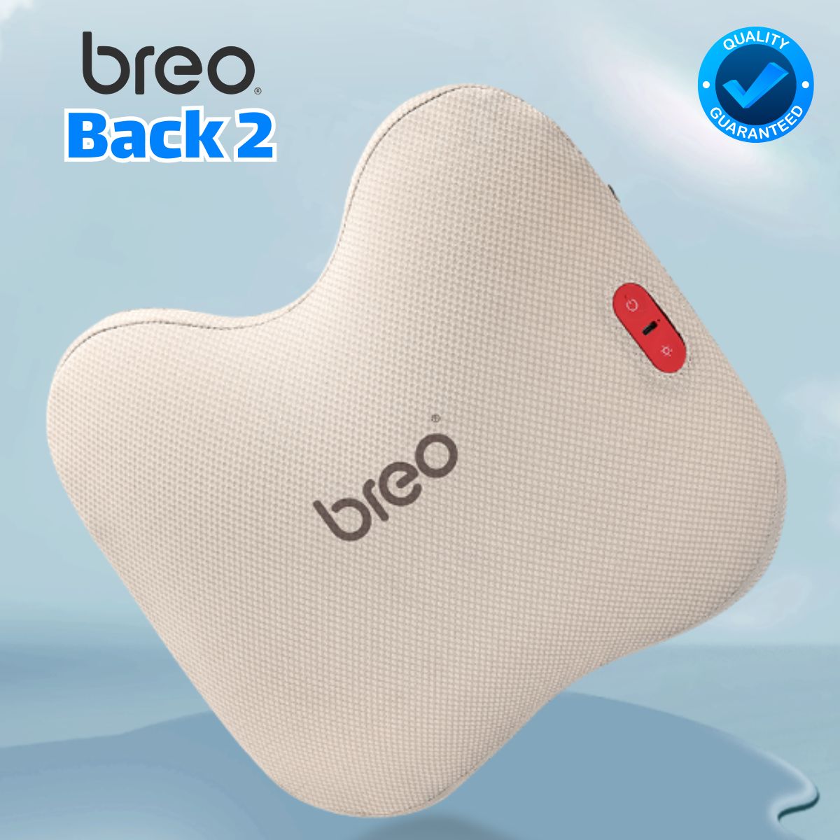 Gối Massage Lưng & Thắt Lưng Breo Back 2 Không dây, 2 mức độ nhiệt, Tiếp xúc 6 điểm, Pin 2200mAh