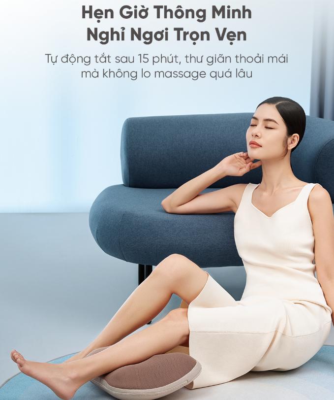 Gối Massage Lưng & Thắt Lưng Breo Back 2 Không dây, 2 mức độ nhiệt, Tiếp xúc 6 điểm, Pin 2200mAh