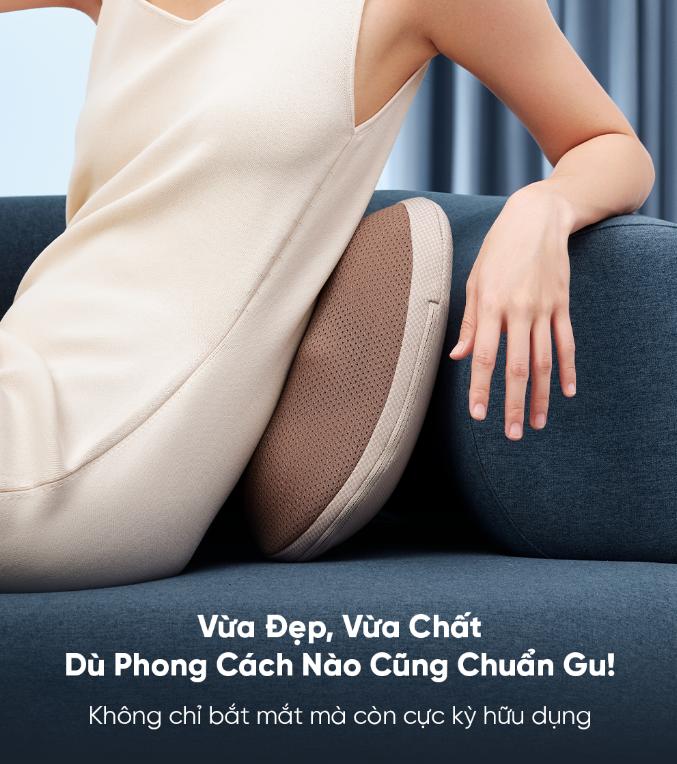 Gối Massage Lưng & Thắt Lưng Breo Back 2 Không dây, 2 mức độ nhiệt, Tiếp xúc 6 điểm, Pin 2200mAh